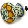 Polish Pottery Drawer knob 1-3/8 inch Blue Leaves