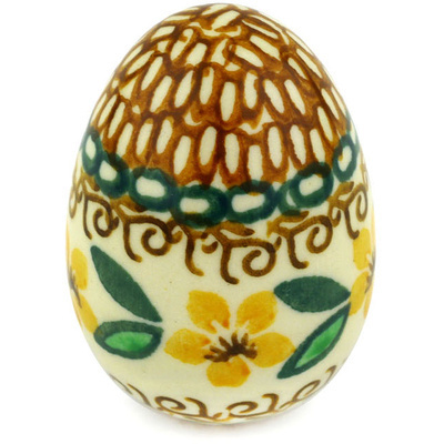 Polish Pottery Egg Figurine 2&quot;