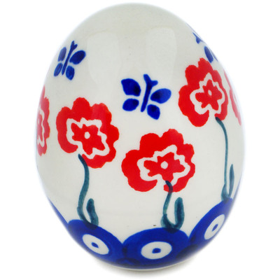 Polish Pottery Egg Figurine 3&quot; Blue Eye Spring