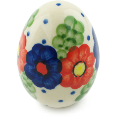 Polish Pottery Egg Figurine 3&quot; Garden Halo