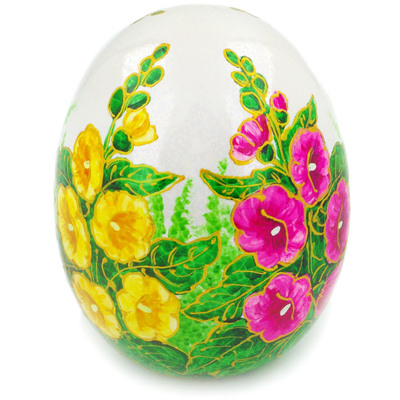 Ceramic Egg Figurine 6&quot; Blooming Mallow