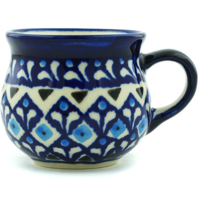 Polish Pottery Espresso Cup 4 oz Blue Diamond Dream