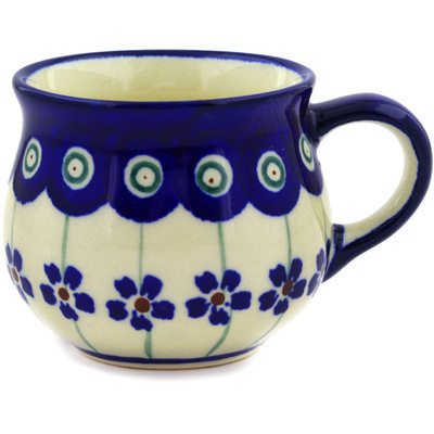 Polish Pottery Espresso Cup 4 oz Flowering Peacock