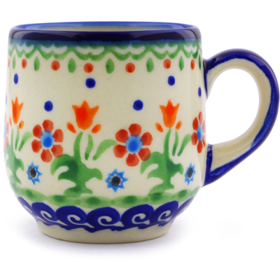 Polish Pottery Espresso Cup 4 oz Spring Flowers