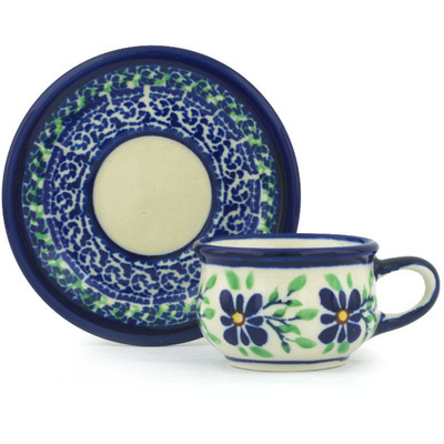 Polish Pottery Espresso Cup with Saucer 2 oz Sweet Violet