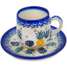 Polish Pottery espresso cup with saucer Pineapple Parade