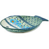 Polish Pottery Fish Shaped Platter 10&quot; Bright Blue Happiness UNIKAT