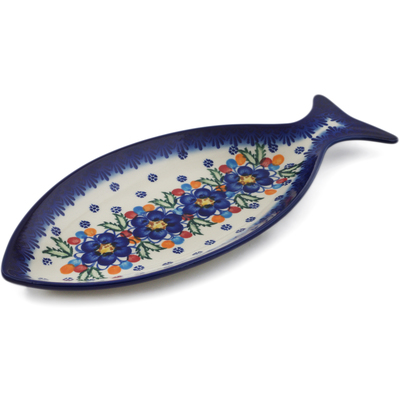 Polish Pottery Fish Shaped Platter 13&quot; Lightbug Garden UNIKAT