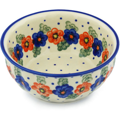 Polish Pottery Fluted Bowl 7&quot; Garden Halo