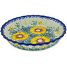 Polish Pottery Fluted Pie Dish 10&quot; Bright Blooms