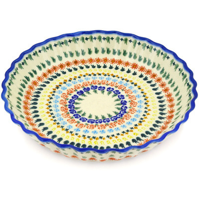 Polish Pottery Fluted Pie Dish 10&quot;