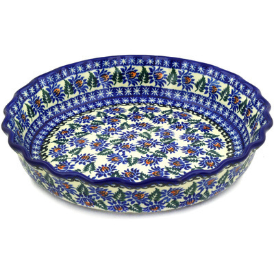Polish Pottery Fluted Pie Dish 11&quot;