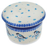 Polish Pottery French Butter Dish Winter Sparrow