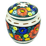 faience Garlic and Onion Jar 8&quot; Little Flower Patch Black