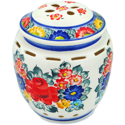 faience Garlic and Onion Jar 8&quot; Little Flower Patch