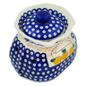 Polish Pottery Garlic and Onion Jar 9&quot; Blue Eyed Beauty