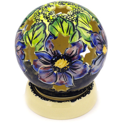 Polish Pottery Globe Shaped Candle Holder 5&quot; Midnight Glow UNIKAT
