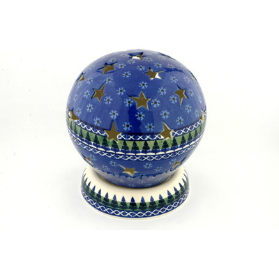 Polish Pottery Globe Shaped Candle Holder 9&quot; UNIKAT