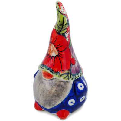 Polish Pottery Gnome Figurine 5&quot; Blue Eyes Bouquet UNIKAT