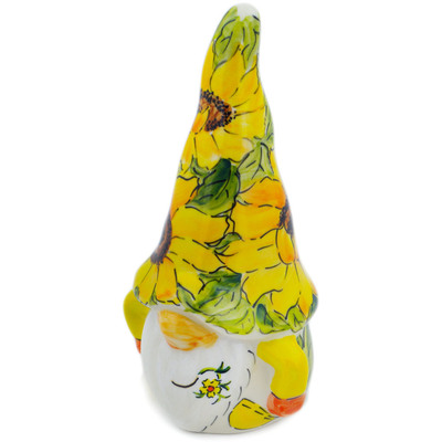 Polish Pottery Gnome Figurine 8&quot; Sunflower Splendor