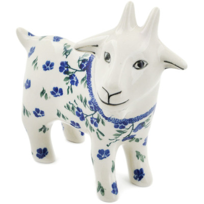 Polish Pottery Goat Figurine 6&quot; Blue Breeze