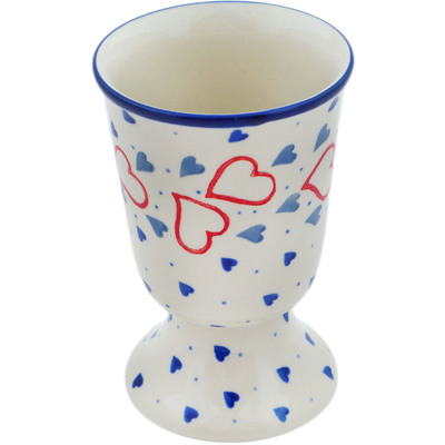 Polish Pottery Goblet 8 oz Blooming Hearts