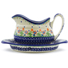 Polish Pottery Gravy Boat with Saucer Spring Flowers