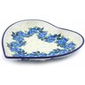 Polish Pottery Heart Shaped Platter 7&quot; Blue Rose