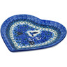 Polish Pottery Heart Shaped Platter 9&quot; Hummingbird Blue UNIKAT