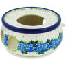 Polish Pottery Heater with Candle Holder 6&quot; Blue Rose