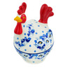Polish Pottery Hen Shaped Jar 8&quot; Blue Spring