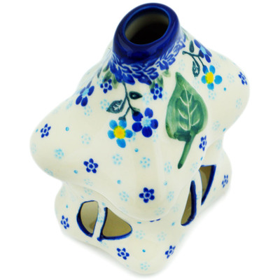 Polish Pottery House Shaped Candle Holder 5&quot; Bluems