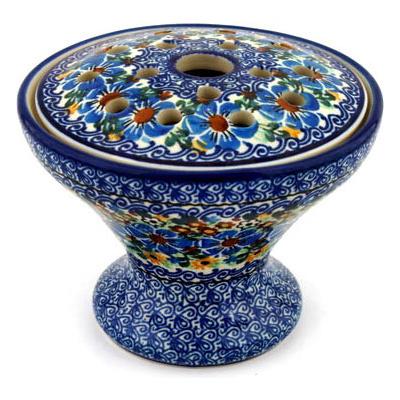 Polish Pottery Ikebana Vase 6&quot; Sea Of Posies UNIKAT