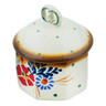 Polish Pottery Jar with Lid 3&quot; Rustic Field Flowers Red