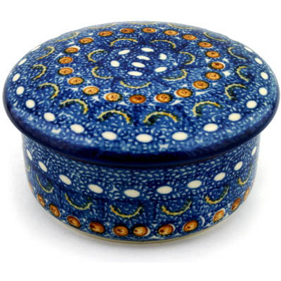 Polish Pottery Jar with Lid 5&quot; Blue Horizons