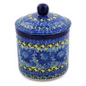Polish Pottery Jar with Lid 5&quot; Deep Blue UNIKAT