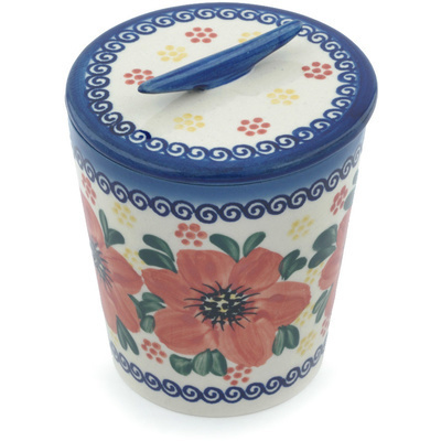 Polish Pottery Jar with Lid 5&quot; Drops Of Beauty UNIKAT