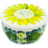 faience Jar with Lid 5&quot; Green Wave