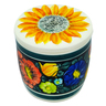 faience Jar with Lid 5&quot; Little Flower Patch Black