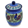 Polish Pottery Jar with Lid 5&quot; Rooster Row UNIKAT