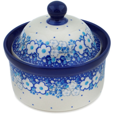 Polish Pottery Jar with Lid 5&quot; Sky Full Of Flowers UNIKAT