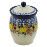 Polish Pottery Jar with Lid 6&quot; Autumn Falling Leaves UNIKAT