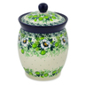 Polish Pottery Jar with Lid 6&quot; Daisies Wreath UNIKAT