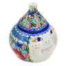 Polish Pottery Jar with Lid 6&quot; Red Hibiscus UNIKAT
