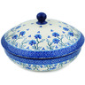 Polish Pottery Jar with Lid 7&quot; Blue Grapevine