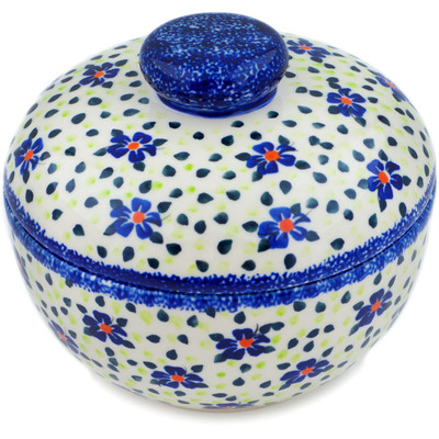 Polish Pottery Jar with Lid 7&quot; Hope Flowes UNIKAT