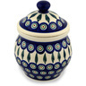 Polish Pottery Jar with Lid 7&quot; Peacock Leaves