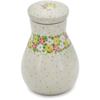 Polish Pottery Jar with Lid 8&quot; Blossom Sprinkle UNIKAT