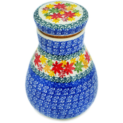 Polish Pottery Jar with Lid 8&quot; Fall Vibes