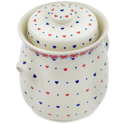 Polish Pottery Jar with Lid 8&quot; From The Heart